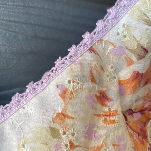 Mica Vintage Floral Lace White Pink Purple Dress Size XS - Picture 5 of 10